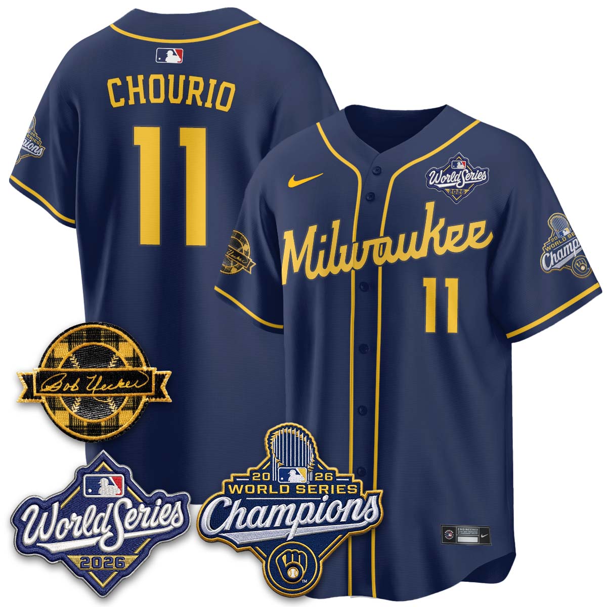 MIL 2026 WS Champions - Bob Uecker Patch Vapor Jersey - Stitched (TT)