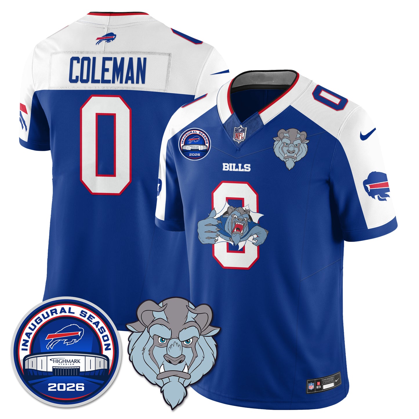 Buffalo Bills x Hairy Blue Beast Edition Vapor Jersey - Stitched