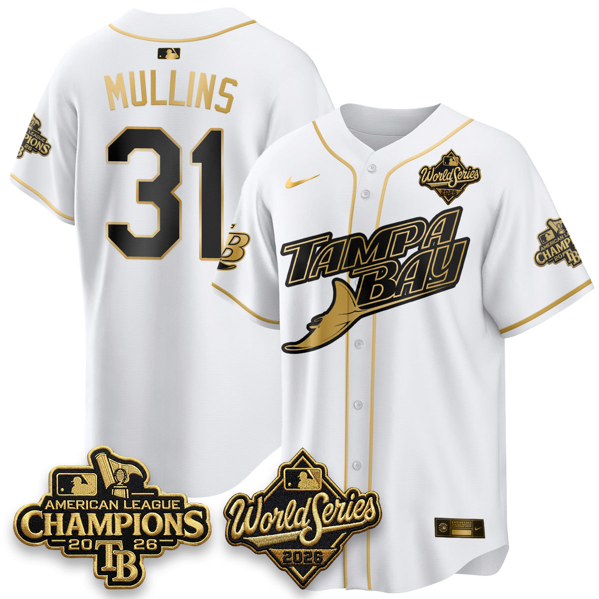 TB 2026 AL Champions Gold Edition Vapor Jersey - Stitched
