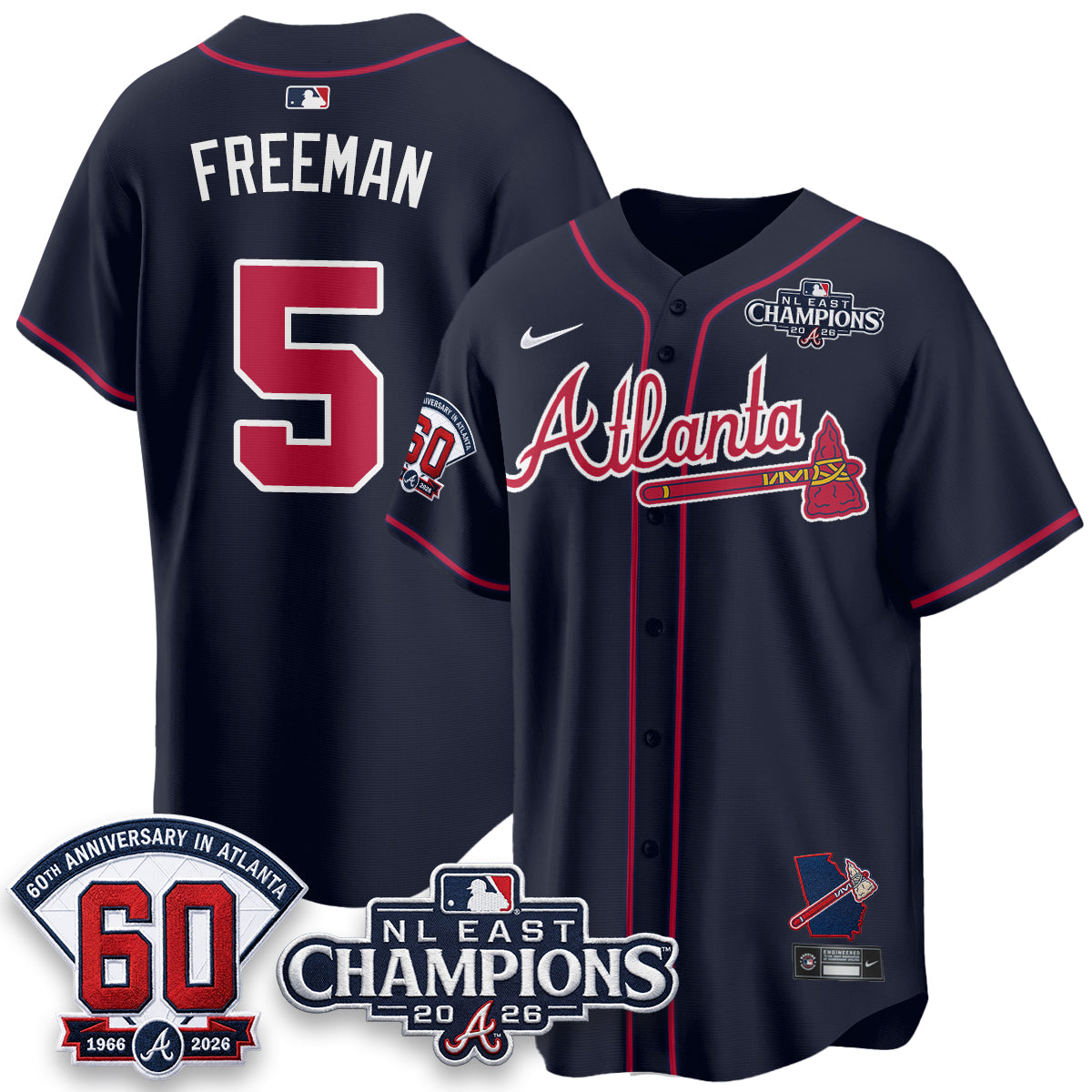 Atlanta Braves 2026 NL East Champs Vapor Jersey - Stitched