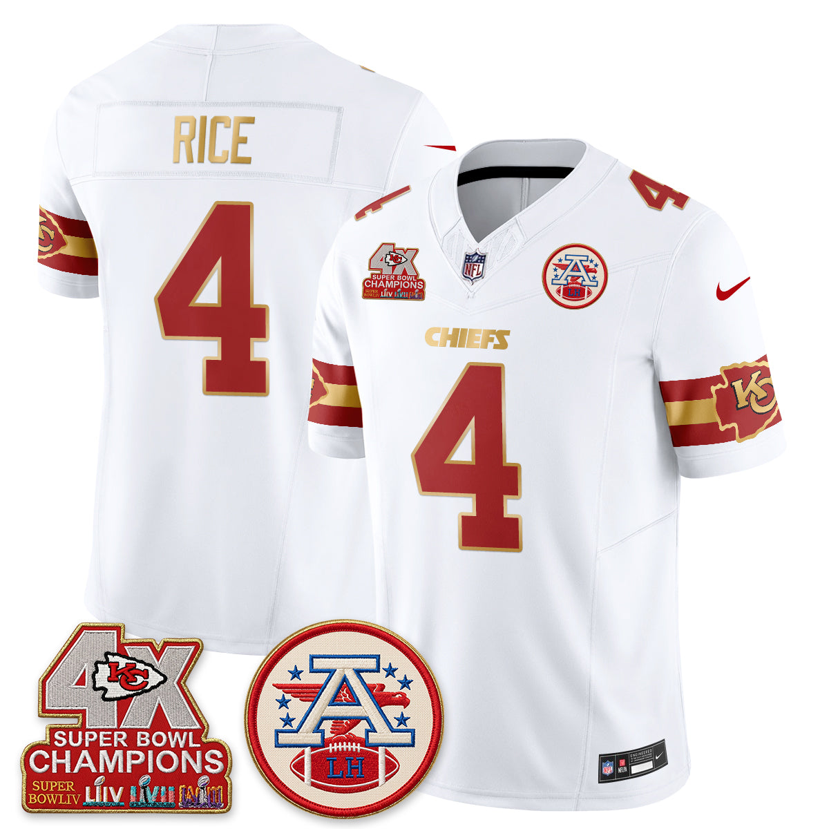KC 4X Champs Gold Edition Vapor Jersey - Stitched