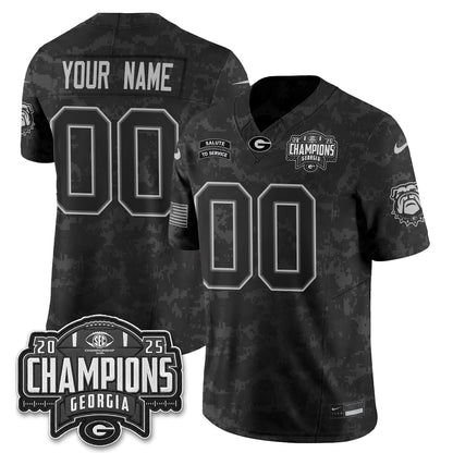 Georgia Bulldogs 2026 Salute to Service Vapor Custom Jersey - Stitched