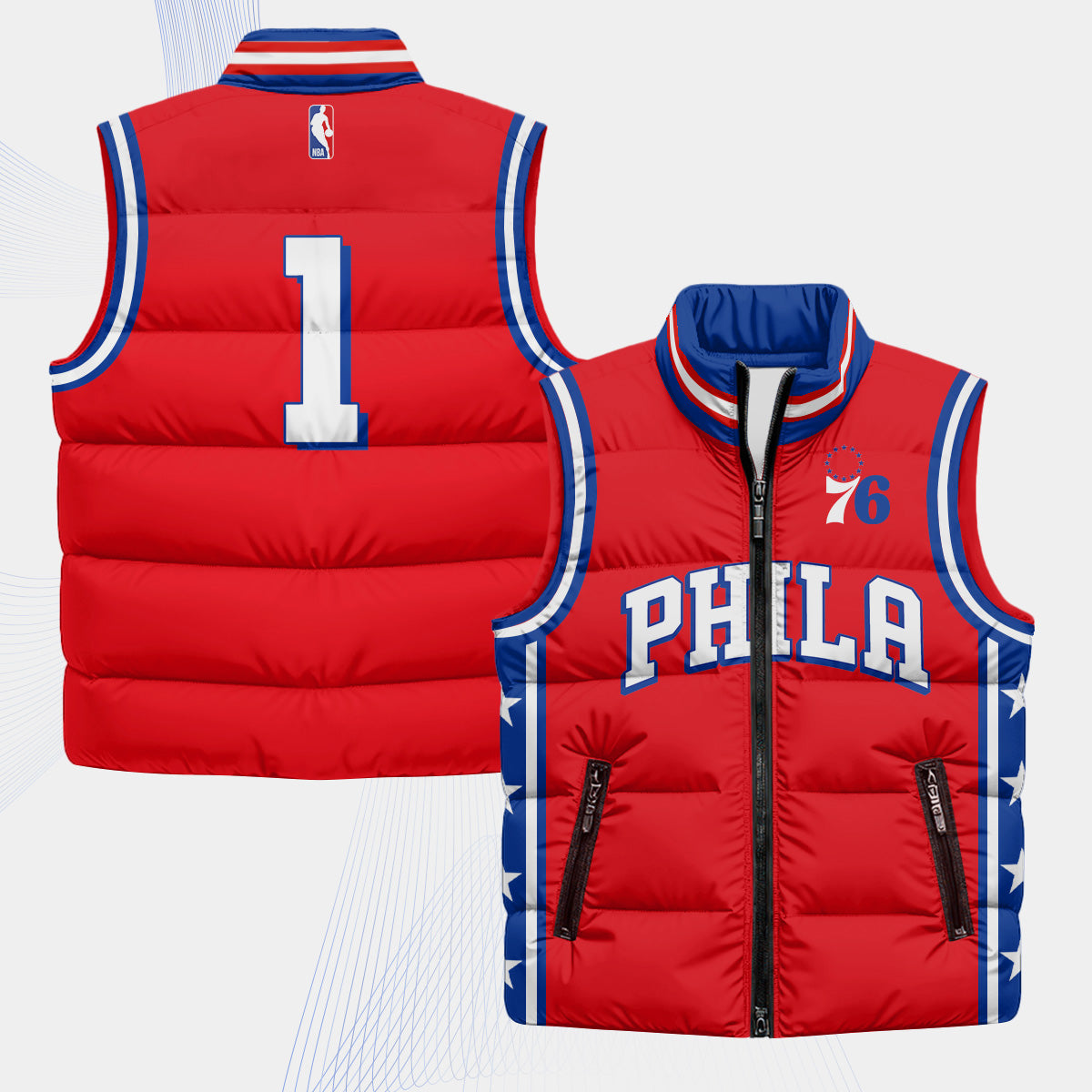PHI Superteam 24th Season Patch Puffer Vest - Printed