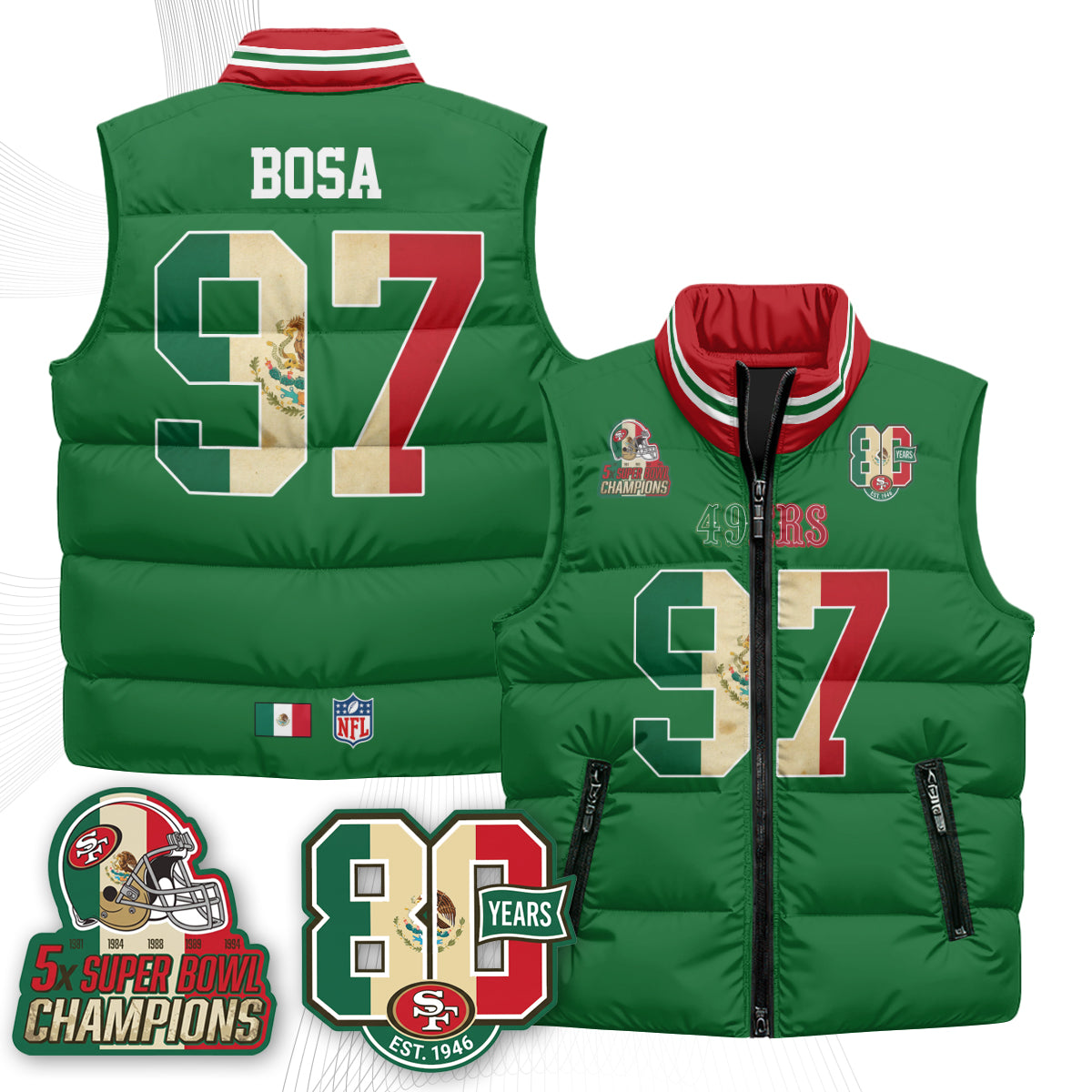 SF Mexico Style Puffer Vest - Printed