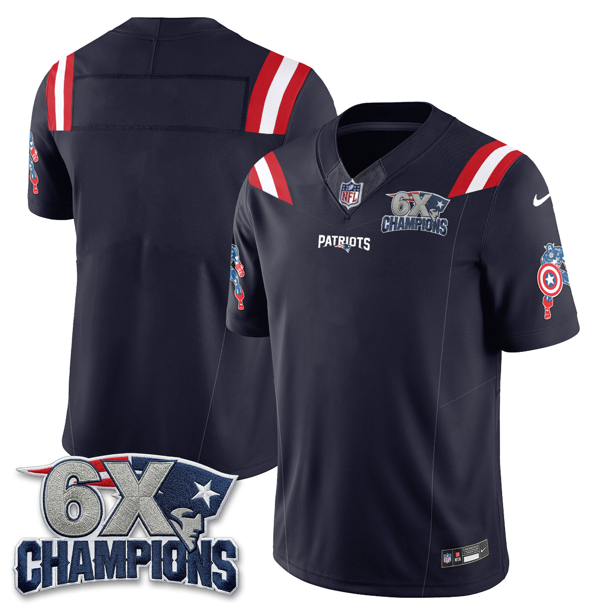 New England Patriots x Vibranium Shield Edition Vapor Jersey V2 - Stitched