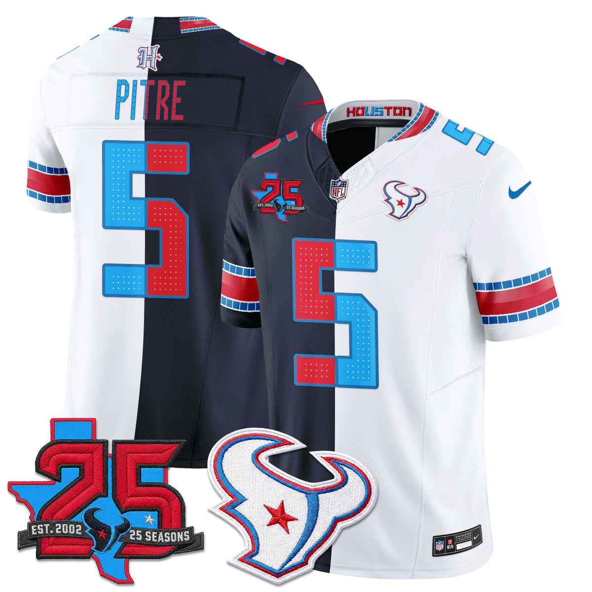 Houston Texans 2026 Rivalries Split Vapor Jersey - Stitched