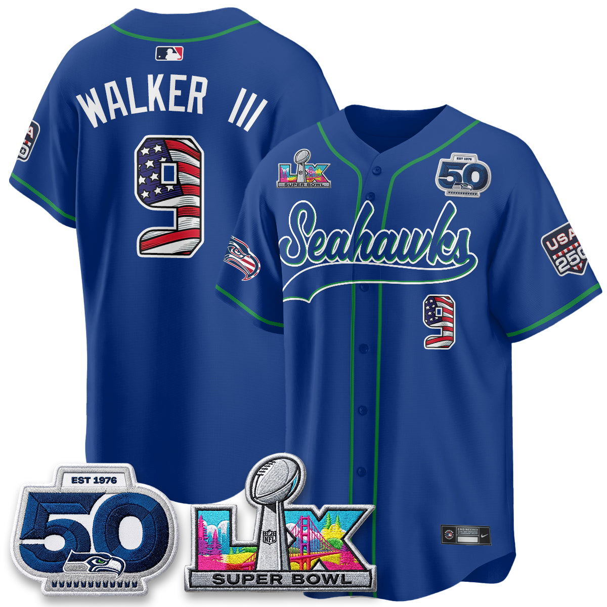 SEA SB LX Champs America Edition Vapor Baseball Jersey - Stitch