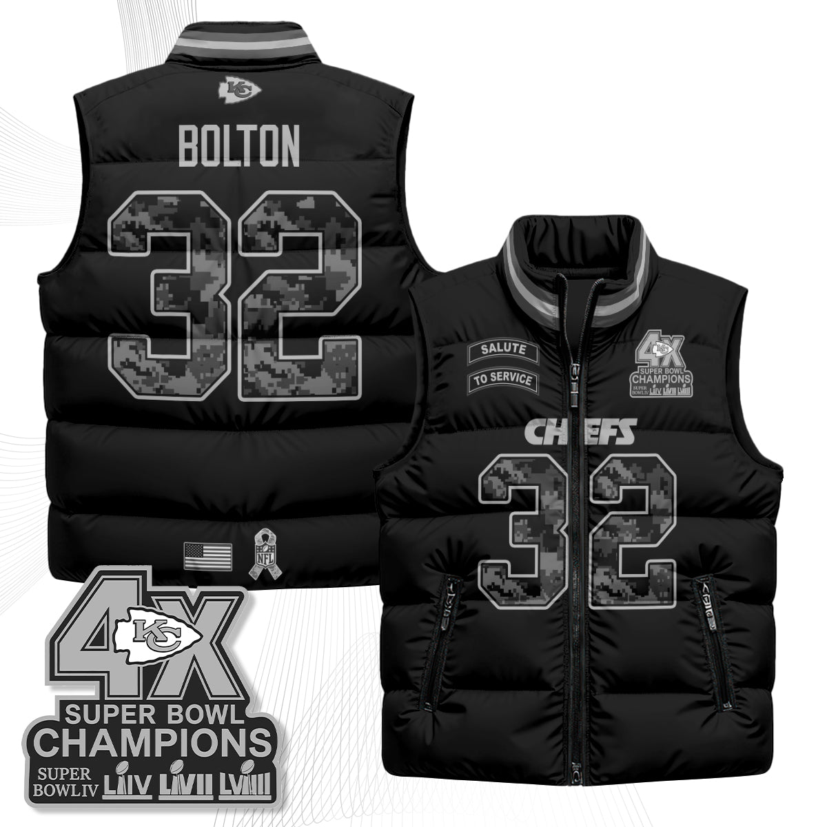KC 2026 Salute to Service Puffer Vest - Printed