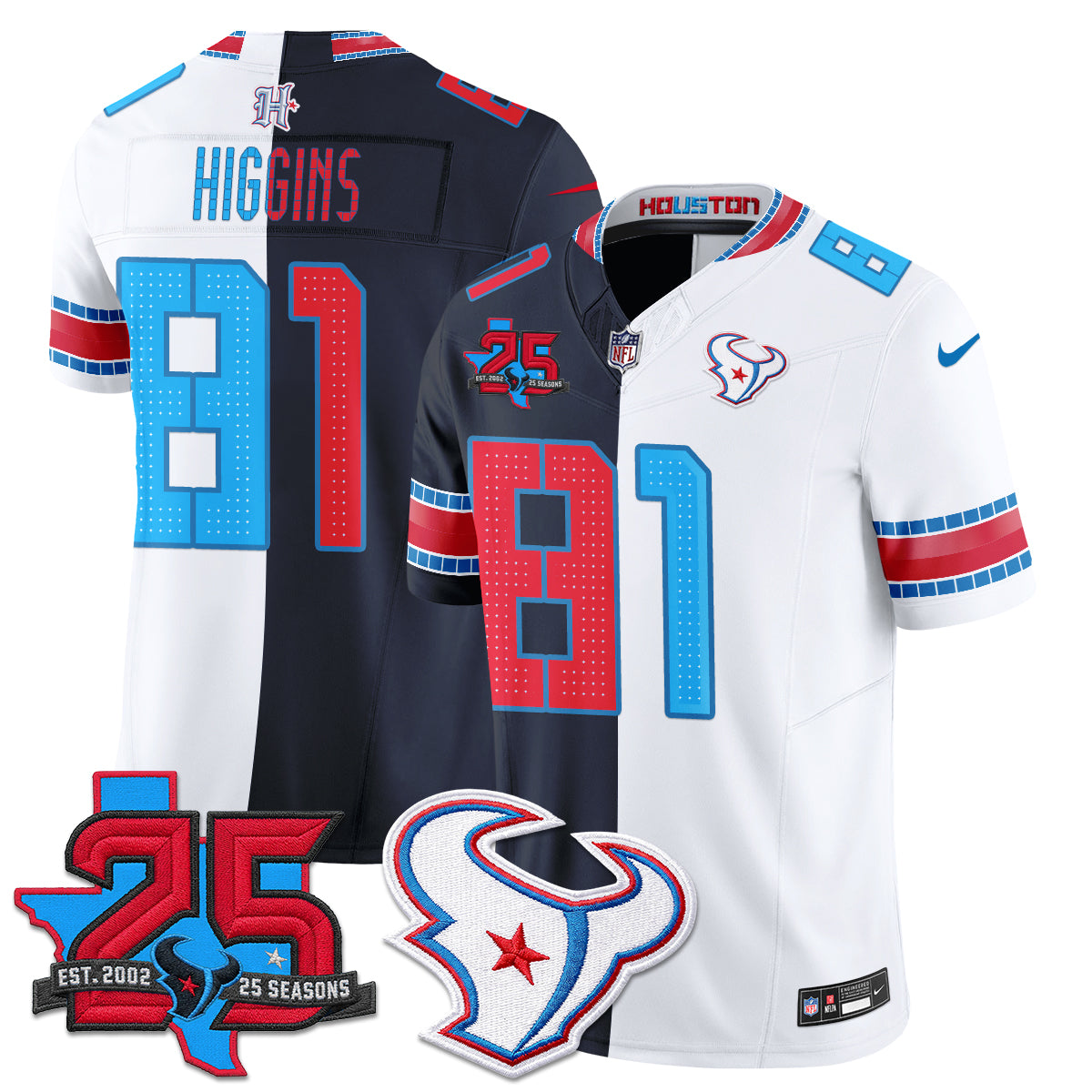 Houston Texans 2026 Rivalries Split Vapor Jersey - Stitched
