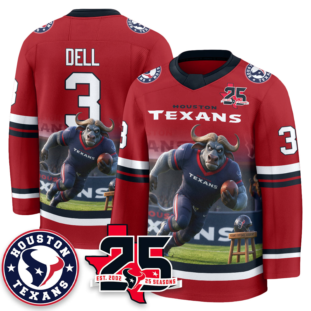 Houston Texans x Bull Chief Edition Hockey Jersey - Printed
