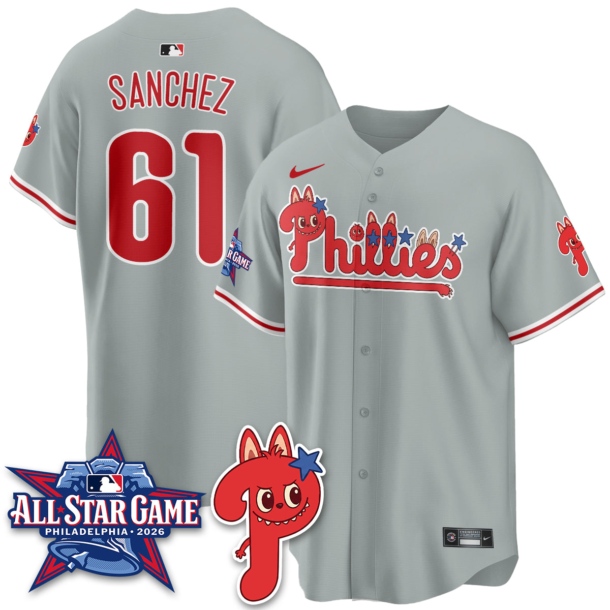 Philadelphia Phillies Fanged Rabbit Doll  Vapor Limited Jersey - Stitched