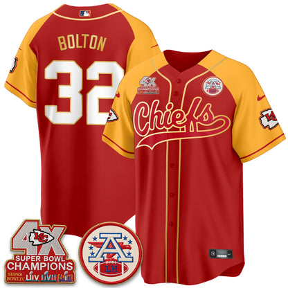 Kansas City Chiefs 4X Champs Gold Trim Edition Vapor Baseball Jersey - Stitched