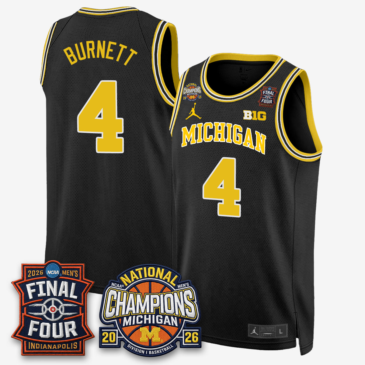 MICH Basketball National Champions Big Text Limited Vapor Jersey - All Stitched
