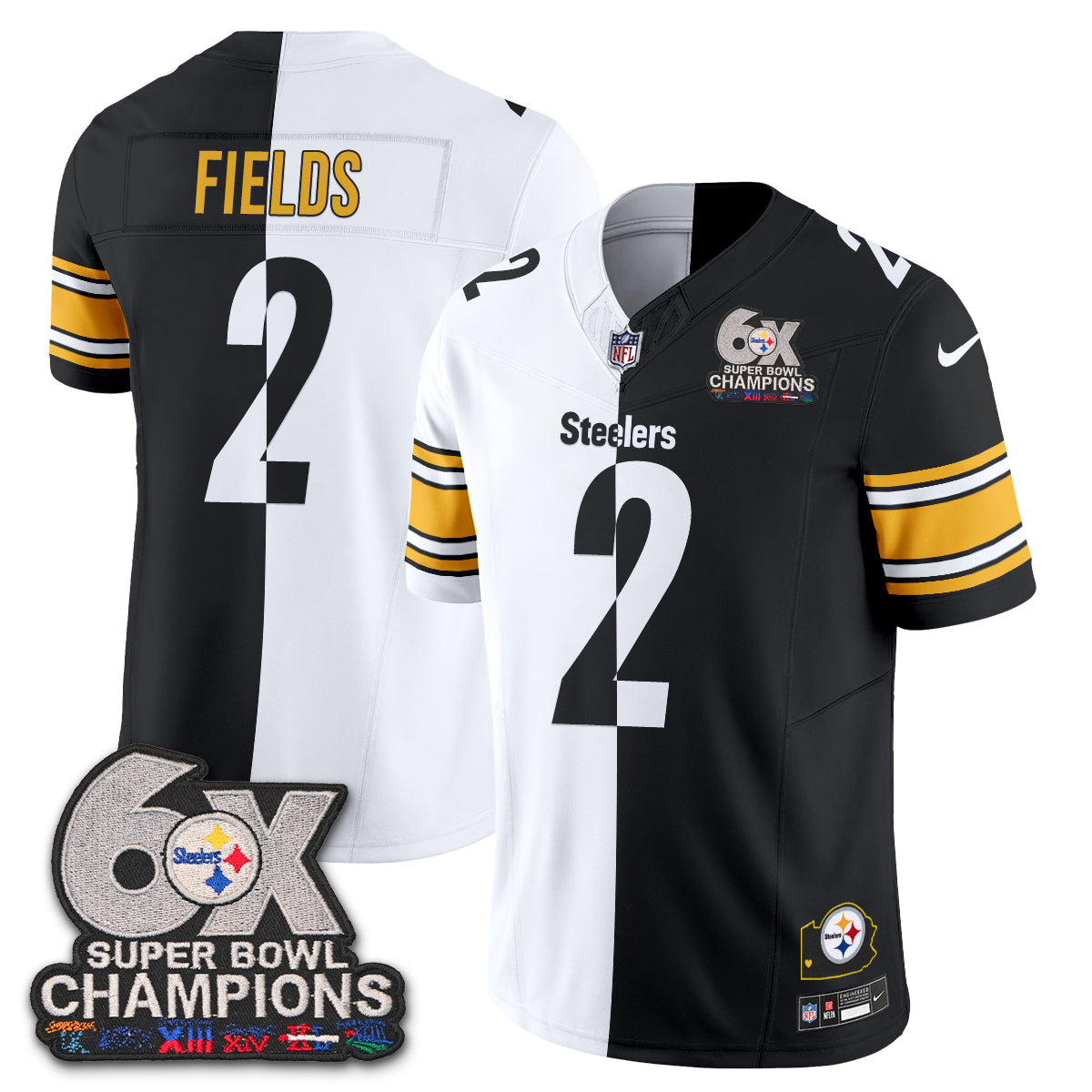 Pittsburgh Steelers 6x SBowl Split Edition Vapor Jersey - Stitched