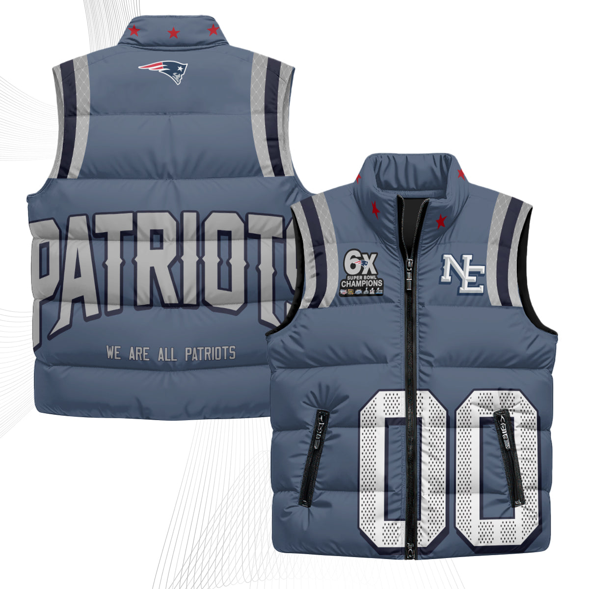 New England Patriots Rivalries Custom Puffer Vest - Printed