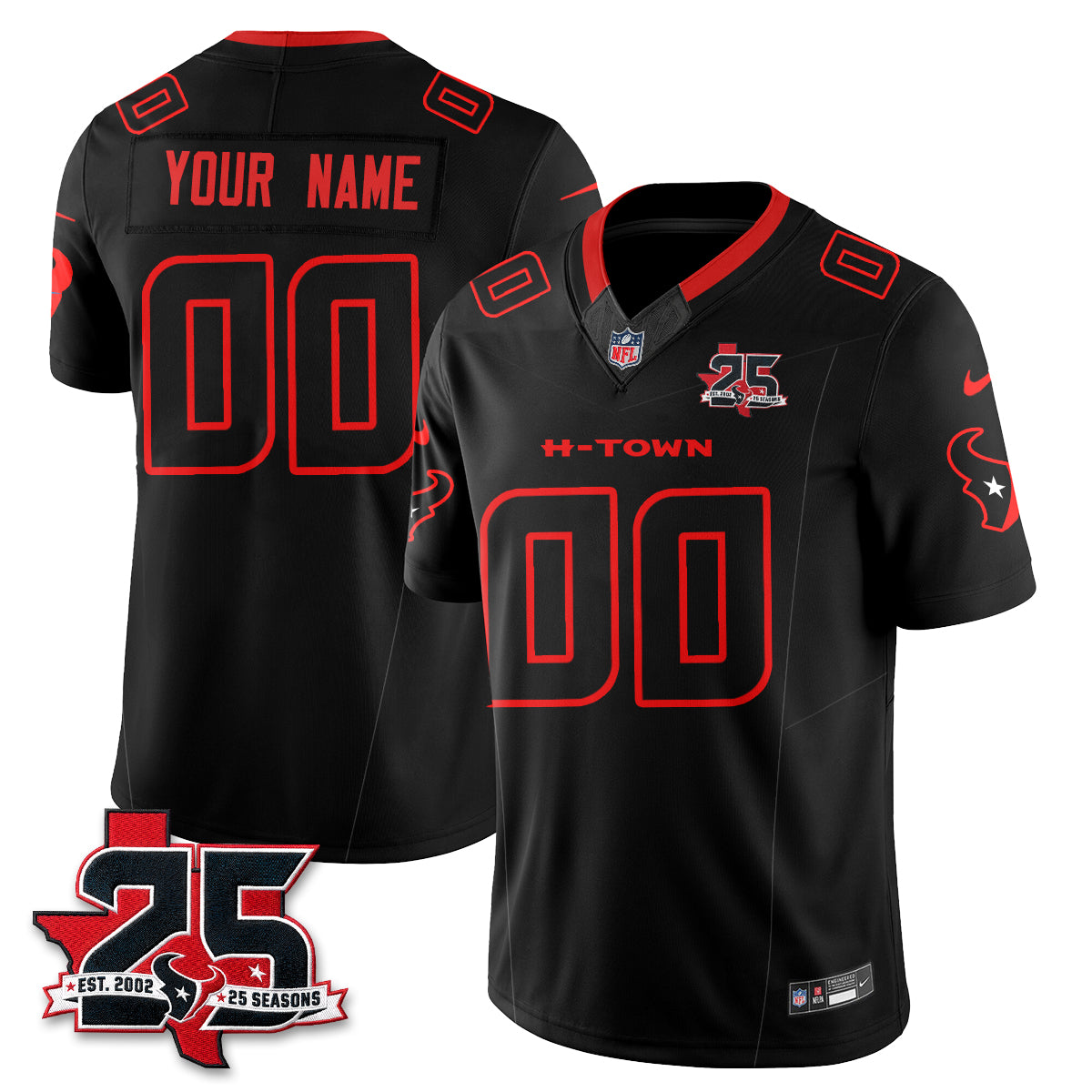 Houston Texans Fan Gear Edition Vapor Custom Jersey (2) - Stitched