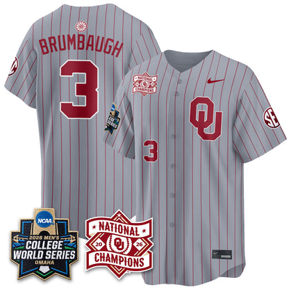 Oklahoma Sooners Nike 2026 NCAA Baseball Men's College World Series Champions Vapor Jersey - Stitched