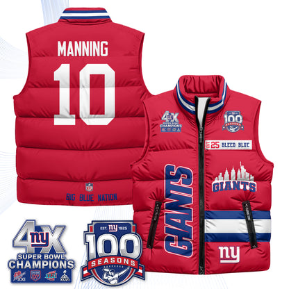 NYG 4X Champs S.Bowl Puffer Vest - Printed