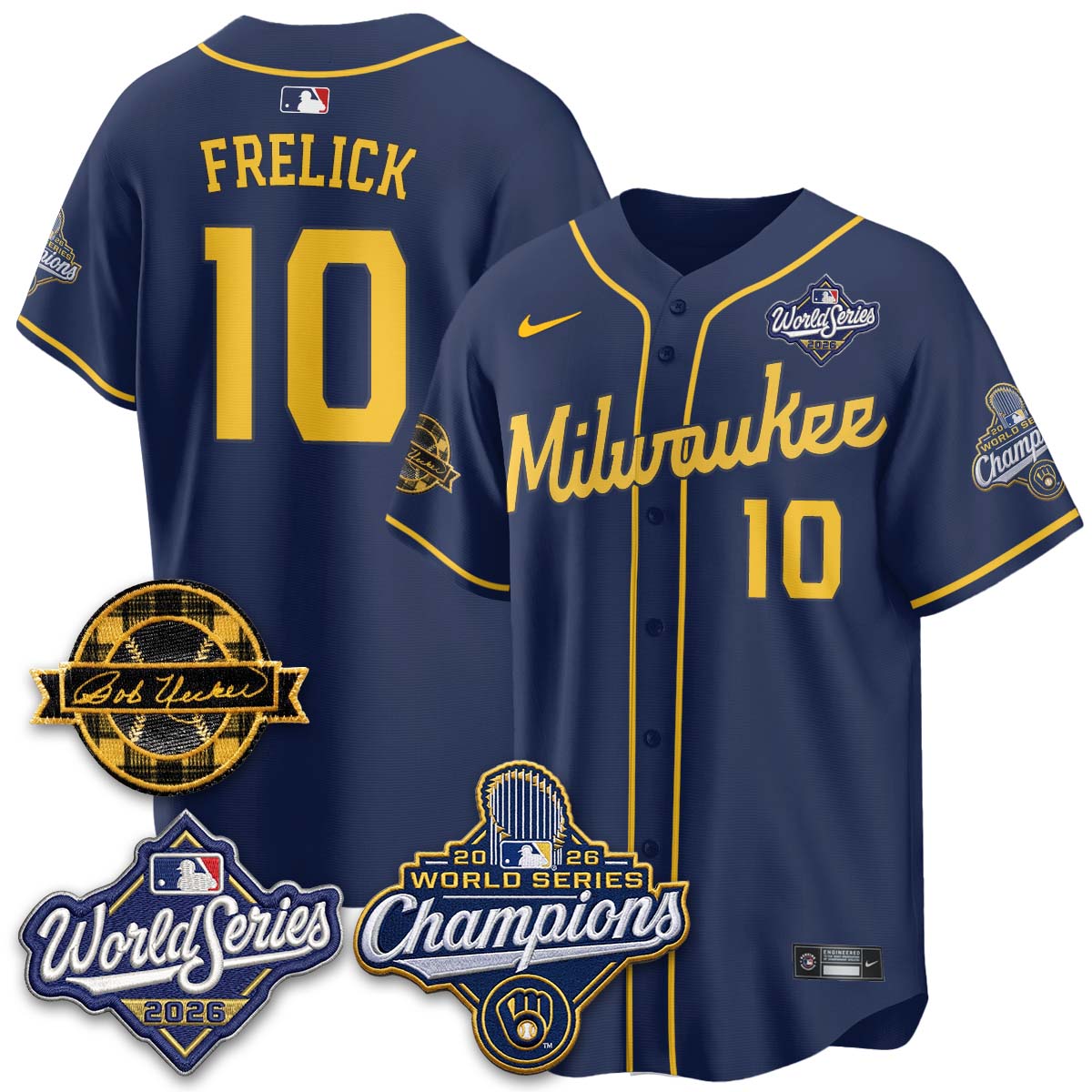 Milwaukee Brewers 2026 WS Champions - Bob Uecker Patch Vapor Jersey - Stitched