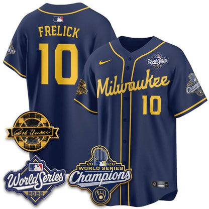 Milwaukee Brewers 2026 WS Champions - Bob Uecker Patch Vapor Jersey - Stitched