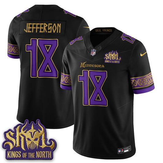 MIN Fangear Edition Warrior Skol Patch Vikings Font Vapor Jersey - Stitched