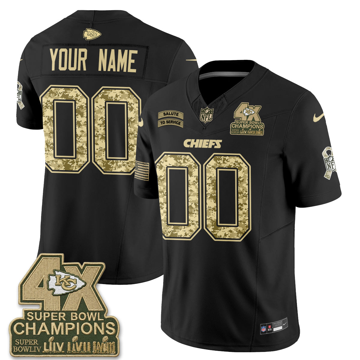 KC 2026 Salute to Service Vapor Custom Jersey V2- Stitched