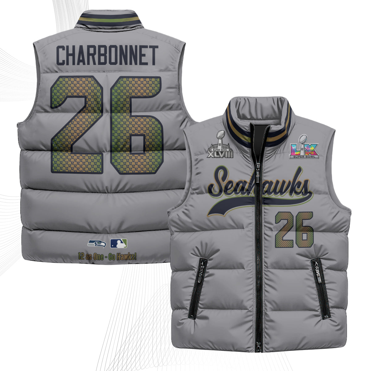 SEA S.Bowl Champs Puffer Vest - Printed