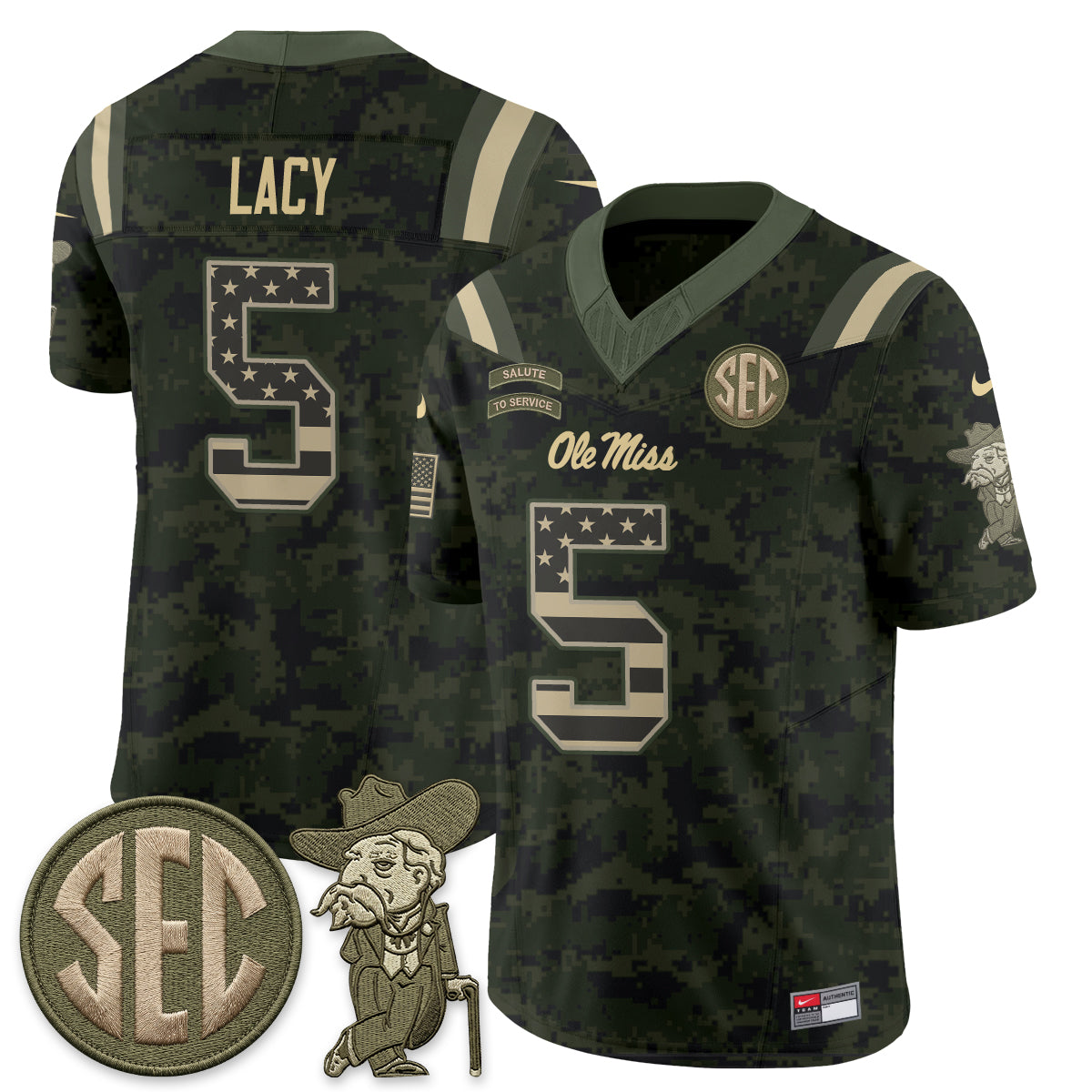 Ole Miss Rebels 2026 Salute to Service Vapor Jersey - Stitched