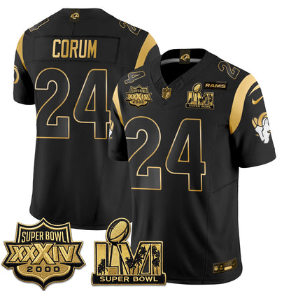 LAR SBowl Champs Gold Vapor Jersey - Stitched