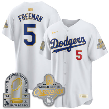 LAD Gold Collection Stadium Vapor Limited Jersey - 9x Champs - All Stitched