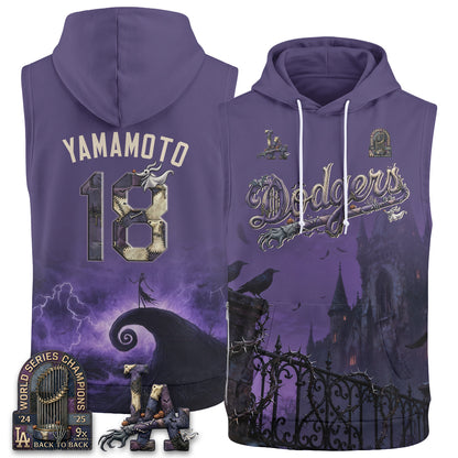 Los Angeles Dodgers Nightmare Edition Sleeveless Hoodie Tank Top - Printed