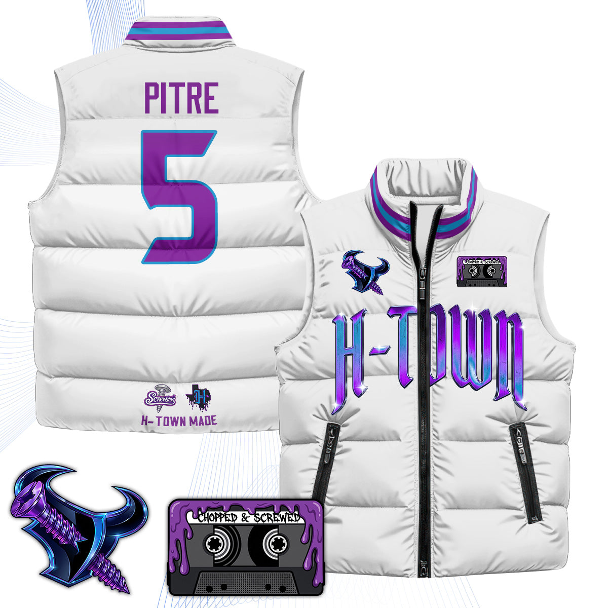 HOU "Screwcity" Puffer Vest - Printed