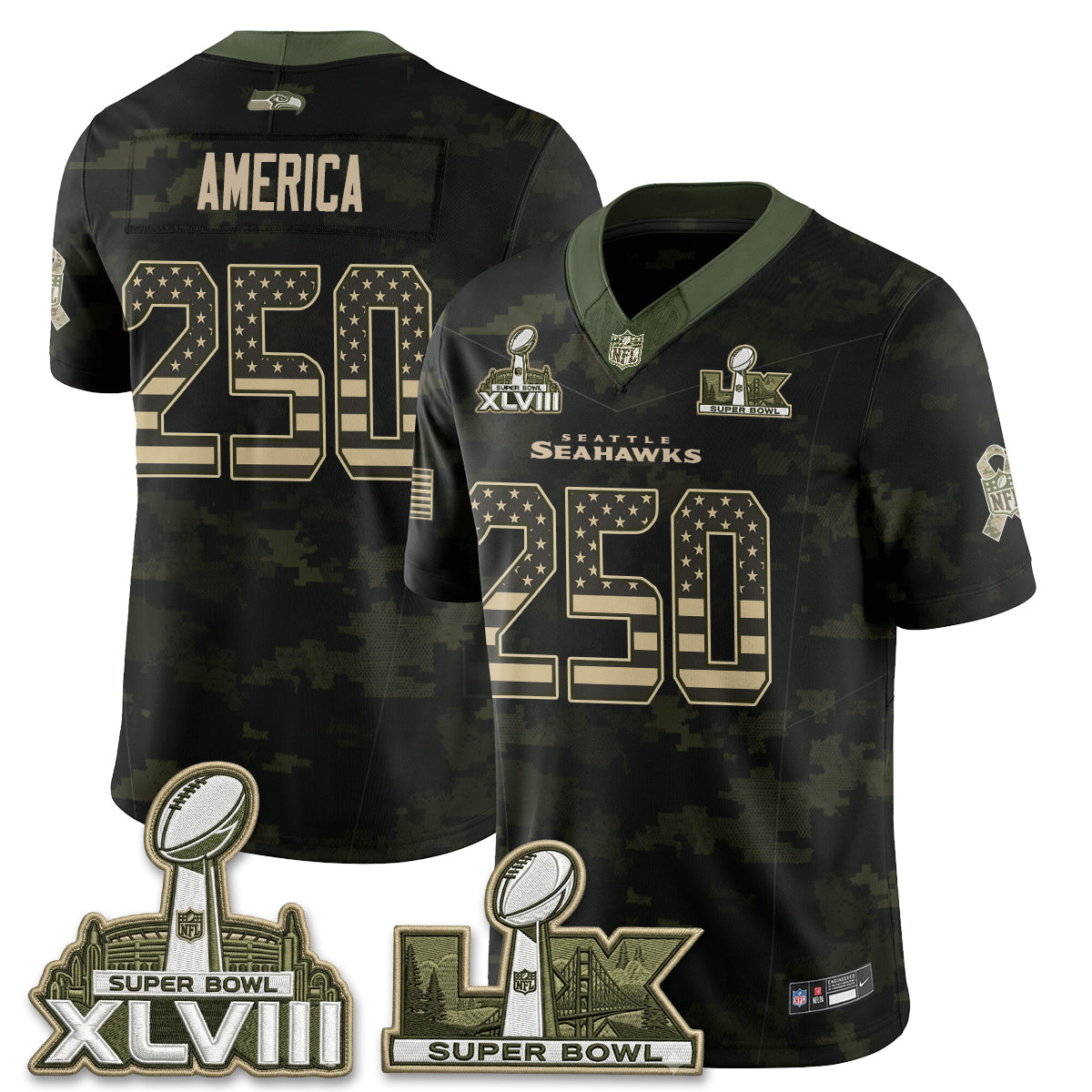 Seattle Seahawks 2026 Salute to Service Edition Vapor Jersey V2- Stitched