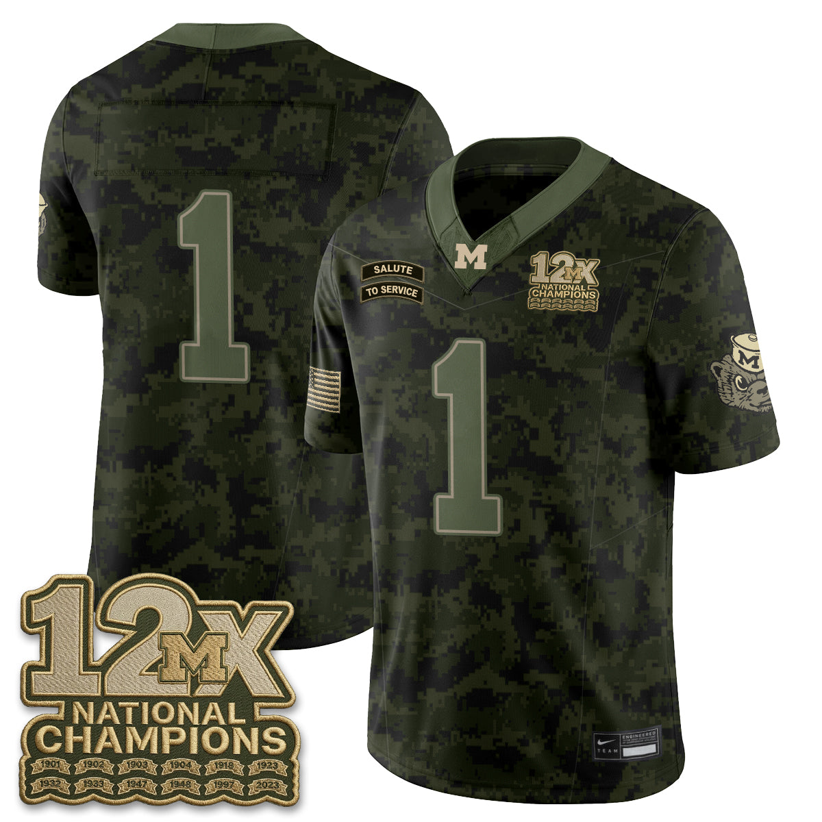Michigan Wolverines 2026 Salute to Service Vapor Jersey - Stitched
