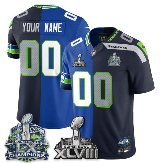 SEA S.Bowl Champs Split Edition Vapor Custom Jersey - Stitch