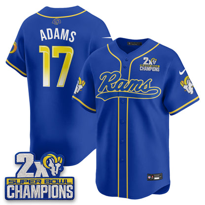 Los Angeles Rams 2X Champs Rivalries Baseball Vapor Jersey - Stitched