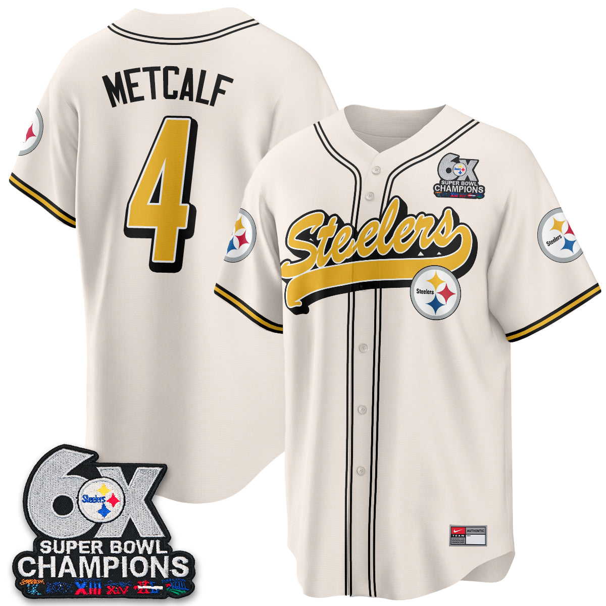 Pittsburgh Steelers 6x SBowl Baseball Vapor Jersey - Stitched