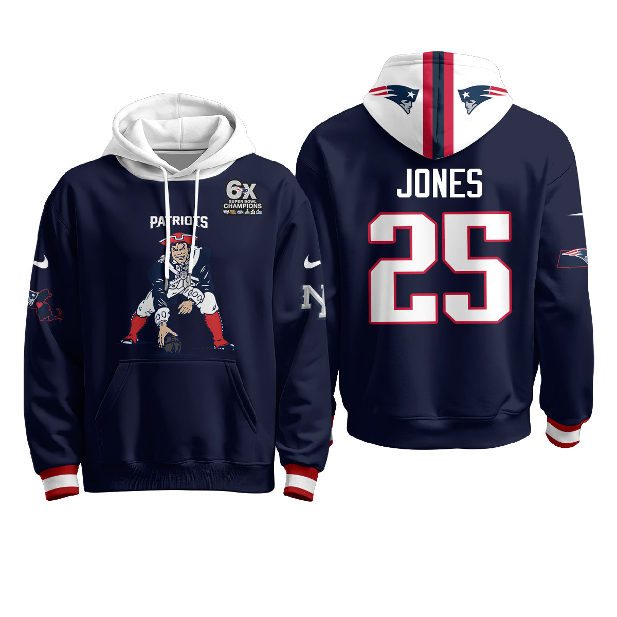 New England Patriots Minuteman Edition Fleece Hoodie - Printed