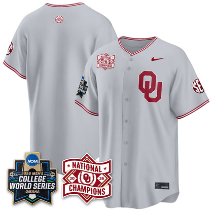 Oklahoma Sooners Nike 2026 NCAA Baseball Men's College World Series Champions Vapor Jersey - Stitched