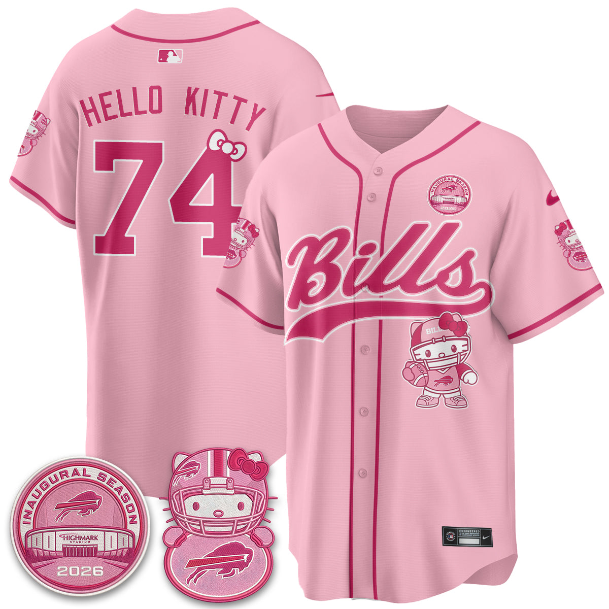Buffalo Bills x Meow  Vapor Baseball Jersey - Stitched