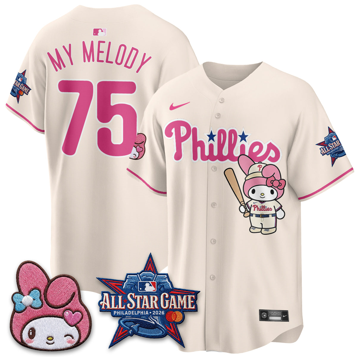 Philadelphia Phillies x Pink Sanrio Friends Edition Vapor Jersey - Stitched