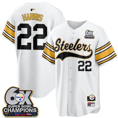 Pittsburgh Steelers 6X Champs Throwback Baseball Vapor Jersey - Stitched