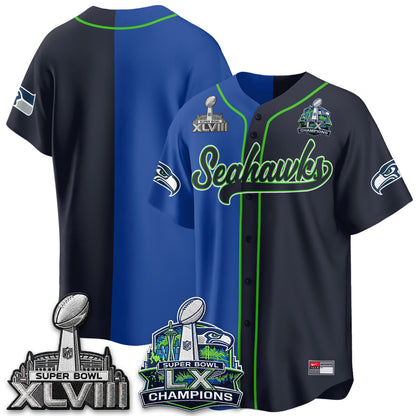 Seattle Seahawks S.Bowl Champs Split Baseball Vapor Jersey V1- Stitched