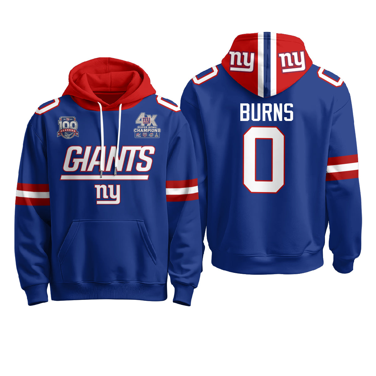 New York Giants 4X Champs S.Bowl Hoodie - Stitched