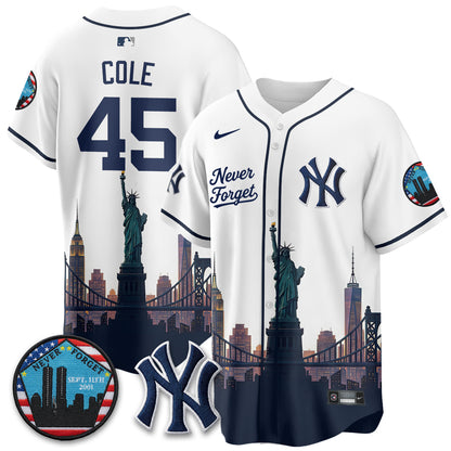 NYY Skyline Never Forget 9/11 Memorial Edition Vapor Jersey - Stitched