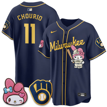 Milwaukee Brewers x Pink Sanrio Friend Edition Vapor Jersey - Stitched
