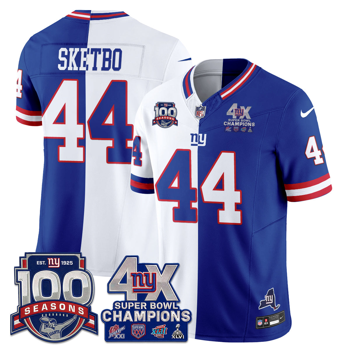 NYG 4X SBowl Split Edition Vapor Jersey - Stitched