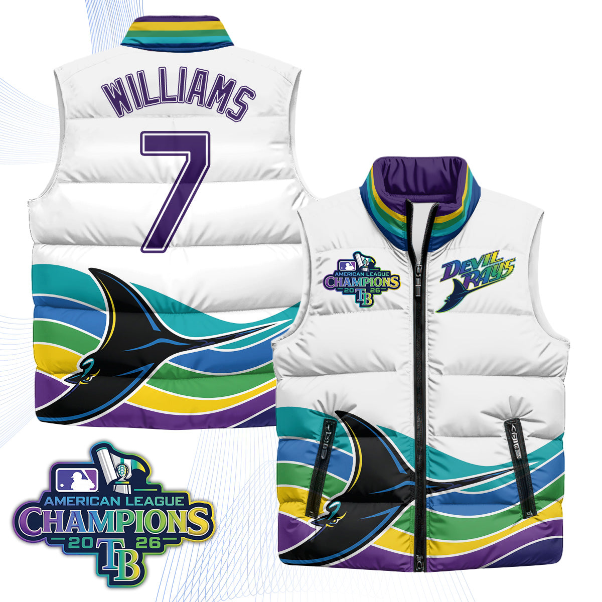 Tampa Bay Rays 2026 AL Champions Limited Puffer Vest - Printed