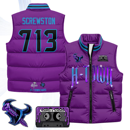 HOU "Screwcity" Puffer Vest - Printed