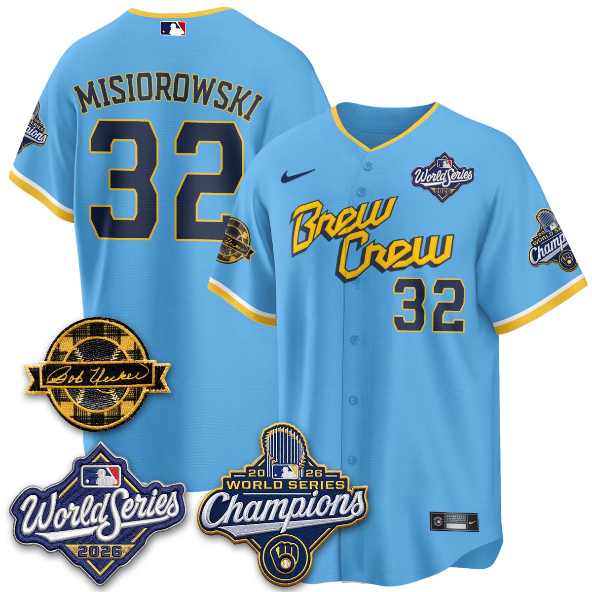 MIL 2026 WS Champions - Bob Uecker Patch Vapor Jersey - Stitched (TT)